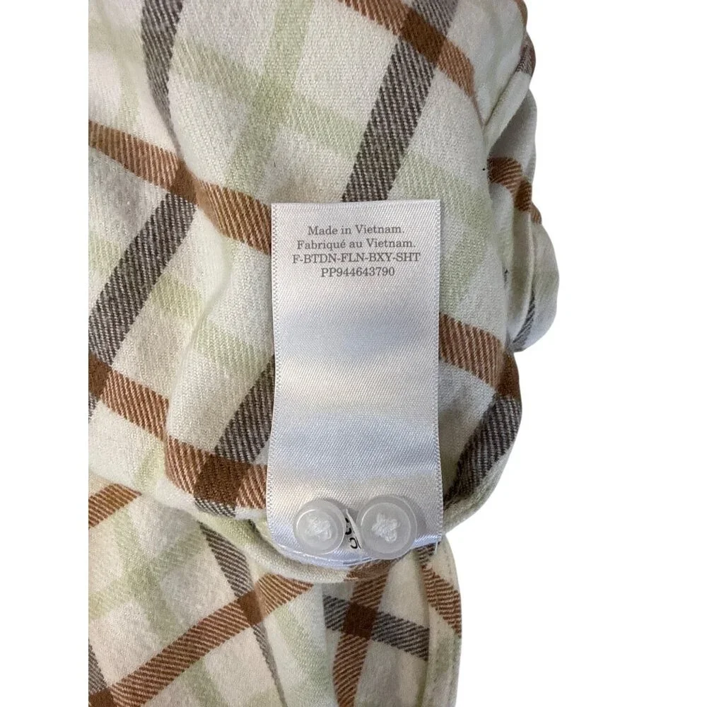Everlane The Boxy Flannel Top~Size S~Tan Green Plaid Long Sleeve Shirt NWT L3 42 - Picture 8 of 8